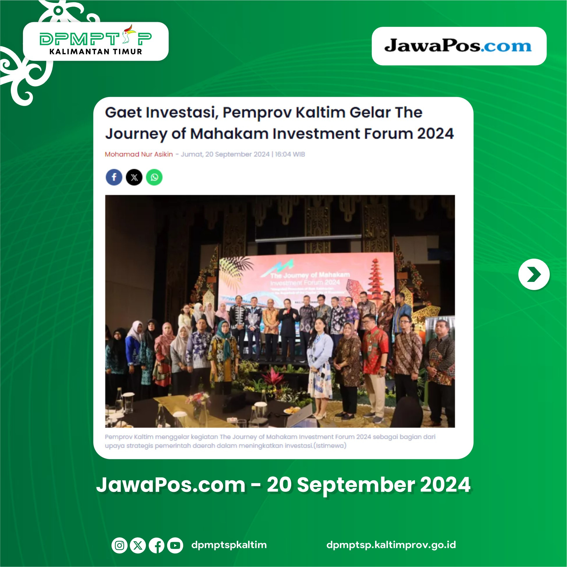 DPMPTSP Kaltim Menggelar The Journey of Mahakam Investment Forum